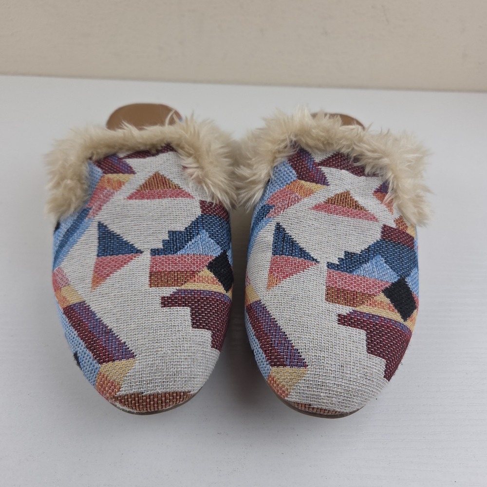 Universal Thread Multicolor Litzy Southwestern Faux Fur Mules Slip On Wmns Sz 8 - Picture 5 of 12